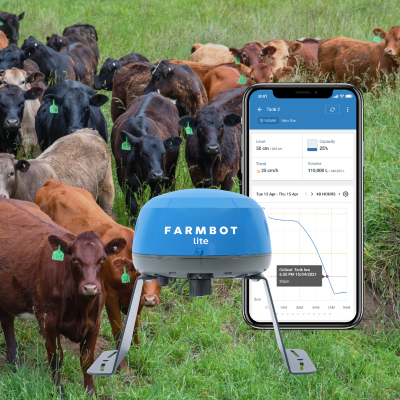 farmbot lite remote water level monitor with cows