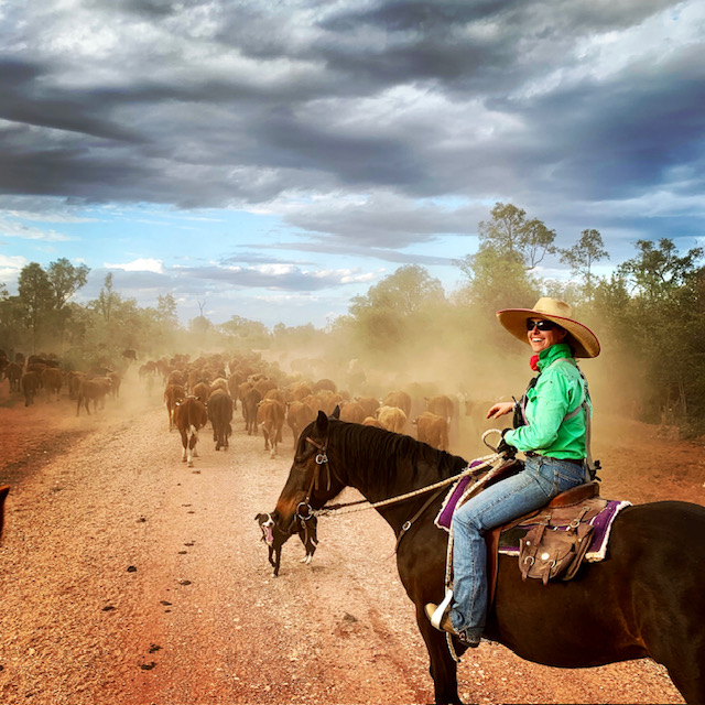 CQ cattle farmer Natalie Engel on horseback